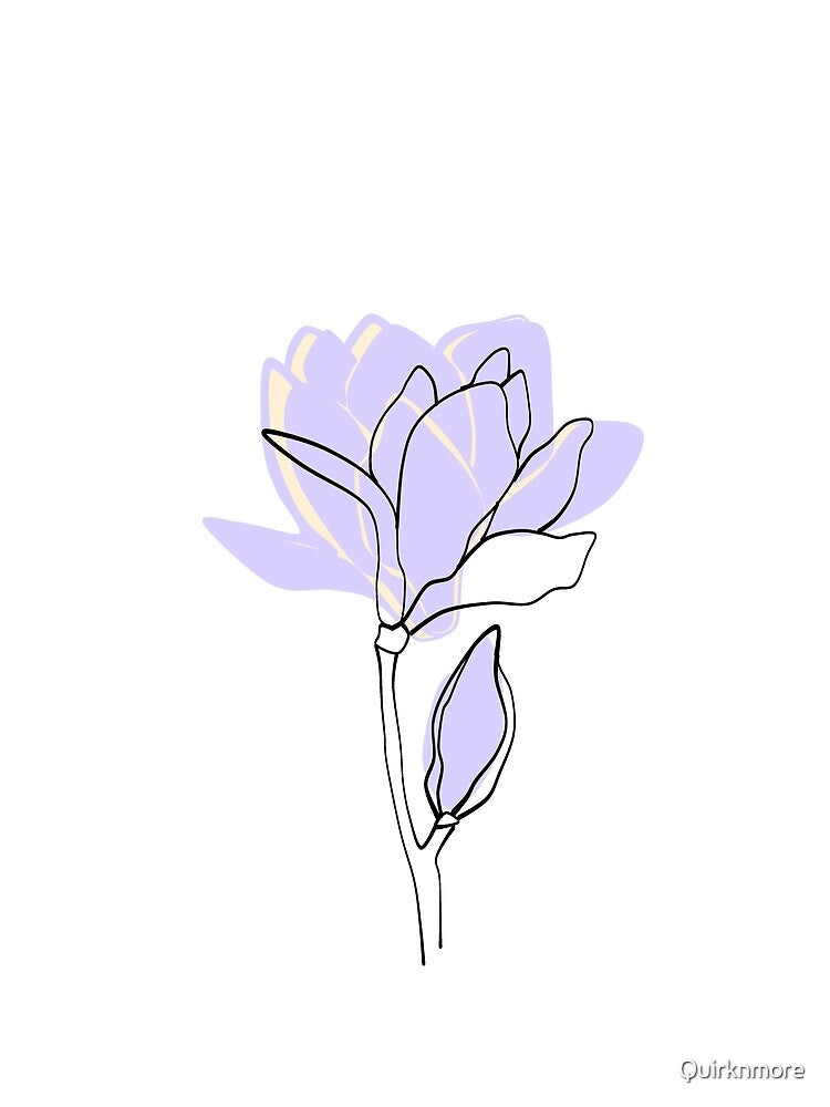 Minimal lavender flower line art by Quirknmore