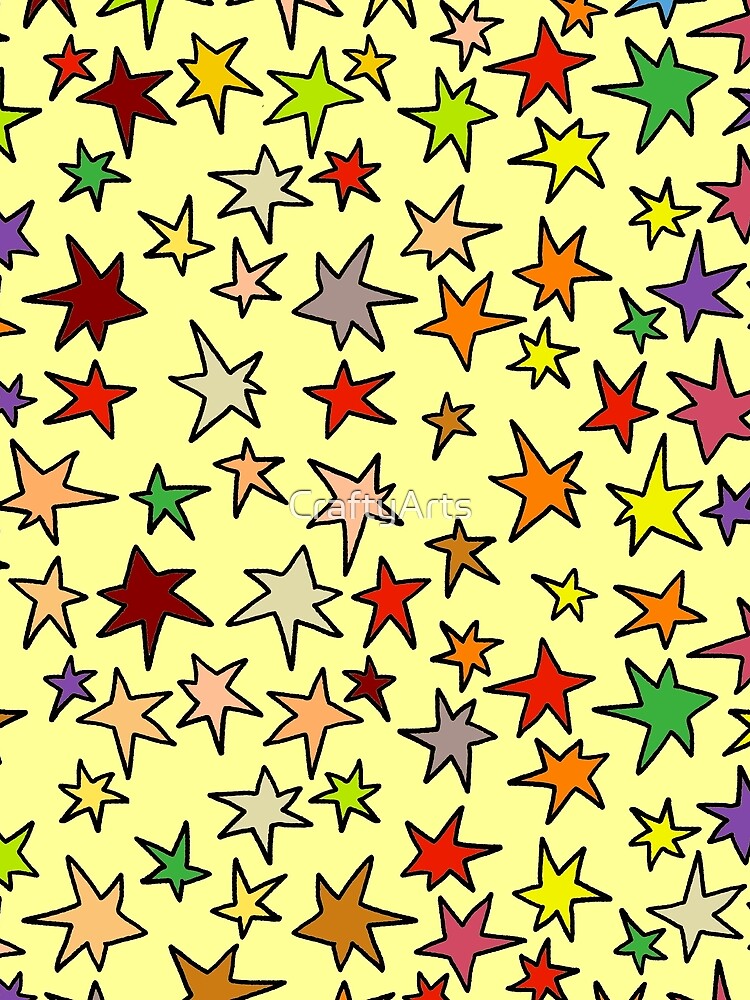 Doodle stars on yellow by Carrie_Anne_Designs