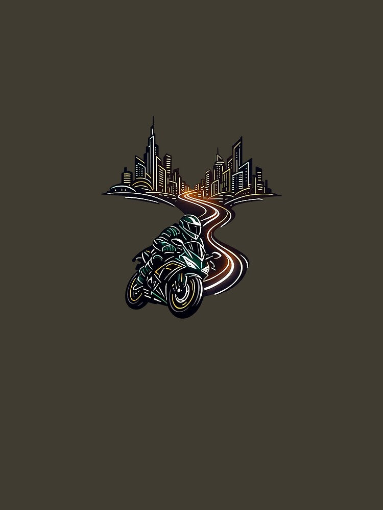 Neon City Breakout Rider – Cyberpunk Motorcycle Racing Toward You by SilentPowerArt