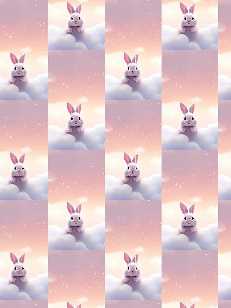 Cute Bunny Aesthetic Dreamy Cloud Art Soft Girl Wallpaper Design by PixelVibe Art