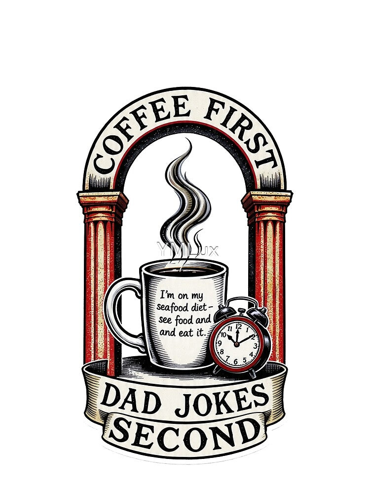 Coffee First Dad Jokes Second Funny Morning Dad  Art by YMLux