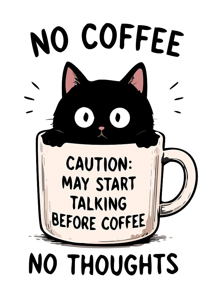 No Coffee No Thoughts – Funny Black Cat Coffee Lover Shirt by FAFshop