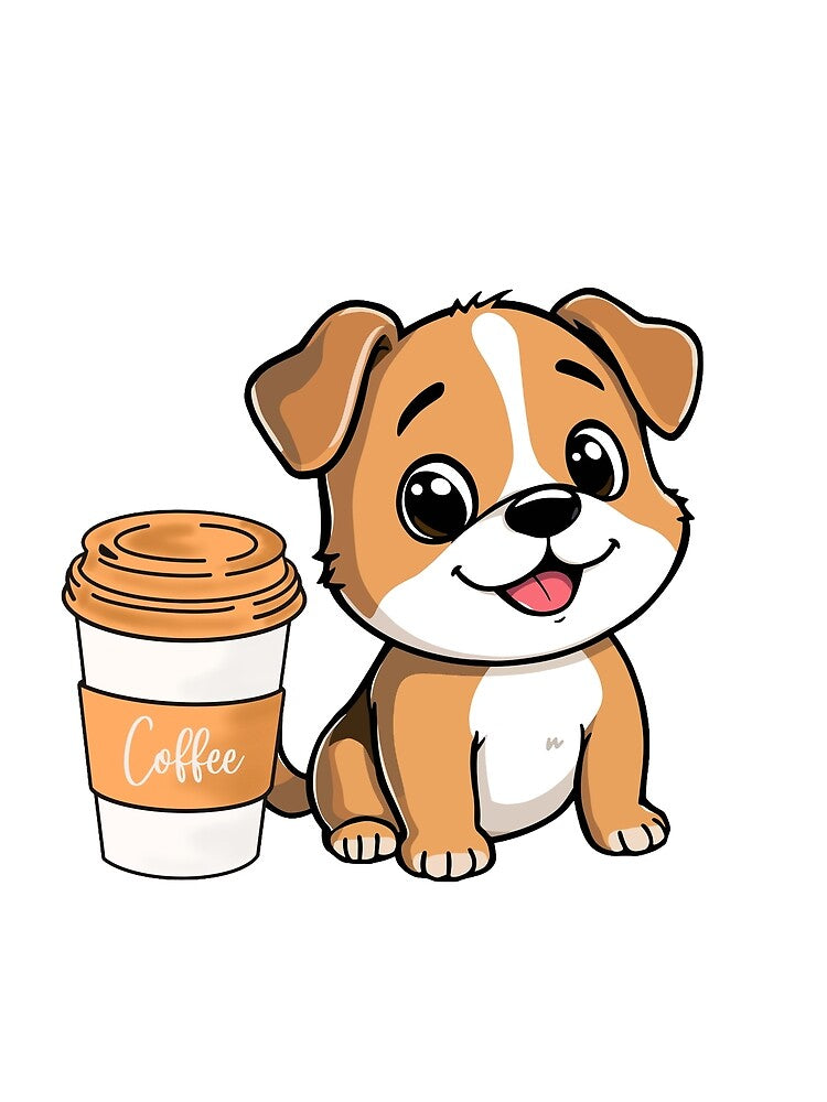 Coffee Time with my Best Friend - Dog and Coffee Illustration by VibeArtShop
