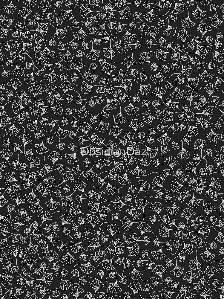 Ginko Leaves Pattern (White Line Art) by ObsidianDaz