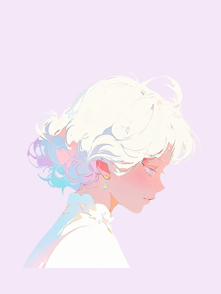Soft Dreamy Girl Profile Pastel Aesthetic Portrait by KiraChie
