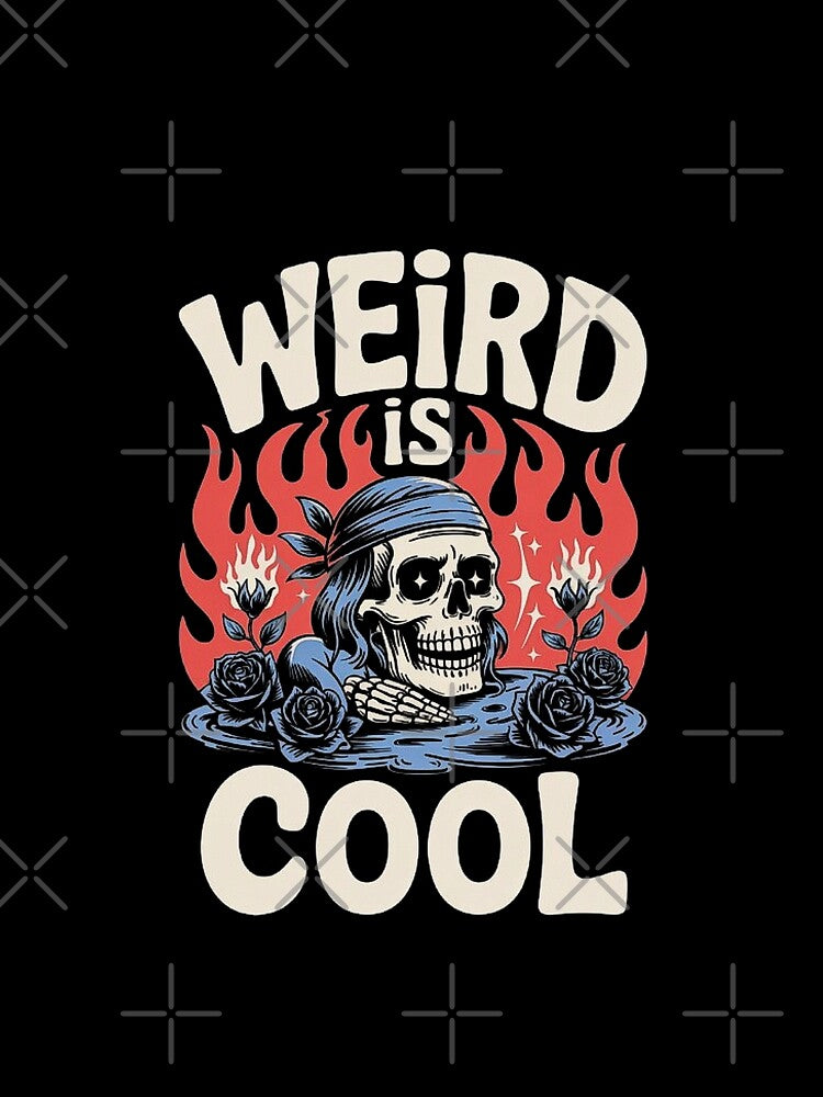 Weird Is Cool Retro Skull Aesthetic - Vintage Grunge Fire Art by love3617