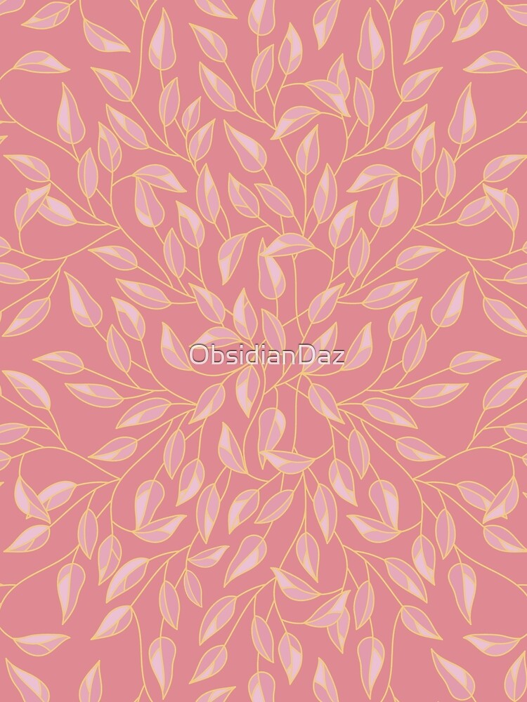 Leaves Pattern (Gold Line Art, Pink) by ObsidianDaz