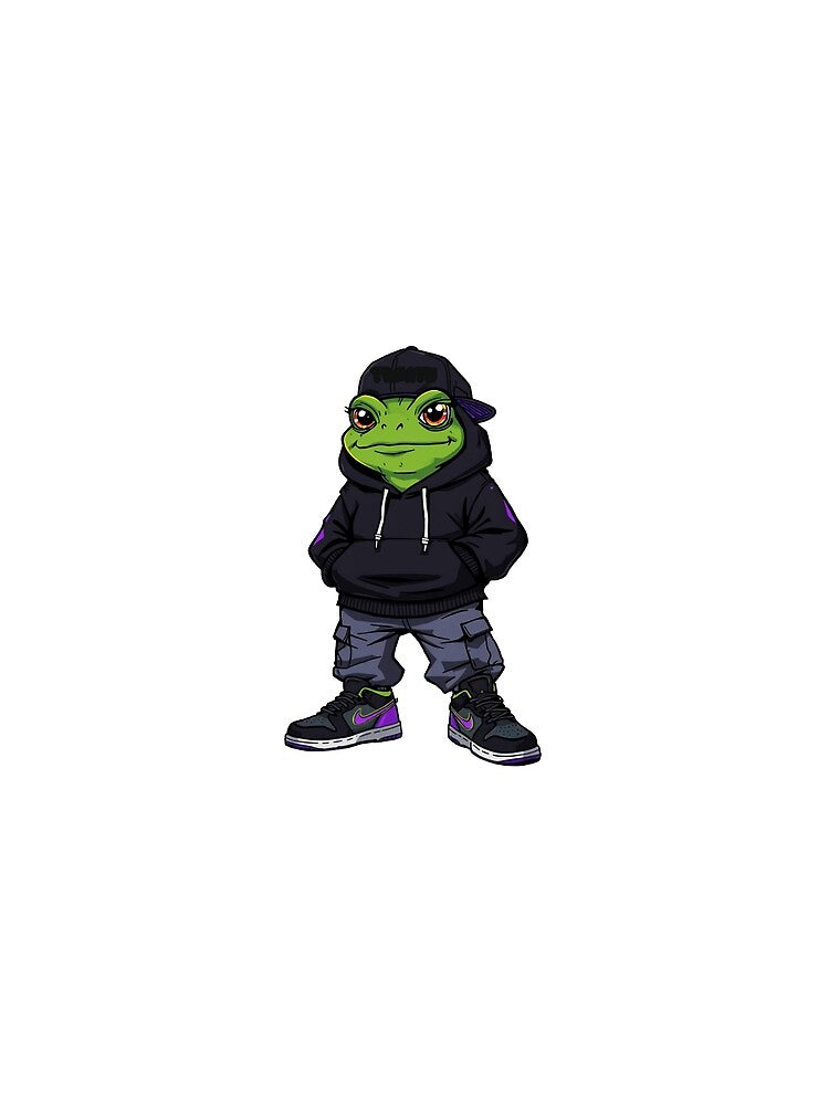 streetwear Frog Mascot – Urban Hype Frog Cartoon in Hoodie & Sneakers by Aesthicer
