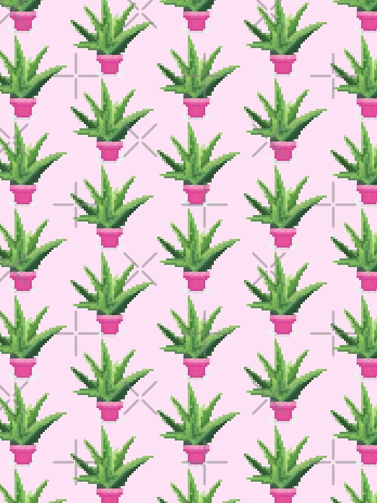 Retro Pixel Art Aloe Vera Plant Design by 8BitTrip