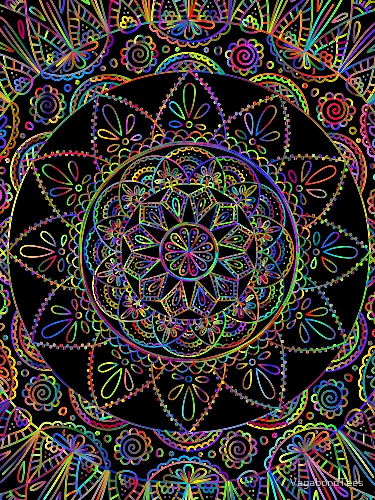 Blacklight Ornamental Mandala Aesthetic by VagabondTees