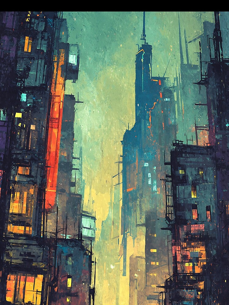 Futuristic Cyberpunk Cityscape Neon Night by bapupa