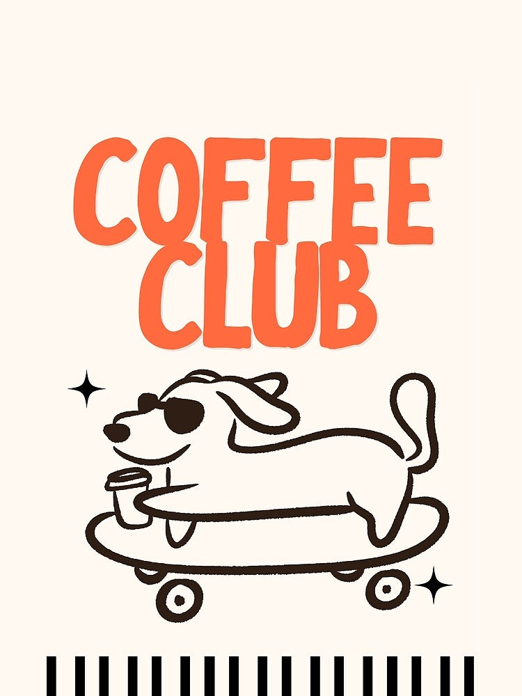 Coffee Club Skater Dog by MariePopPrints