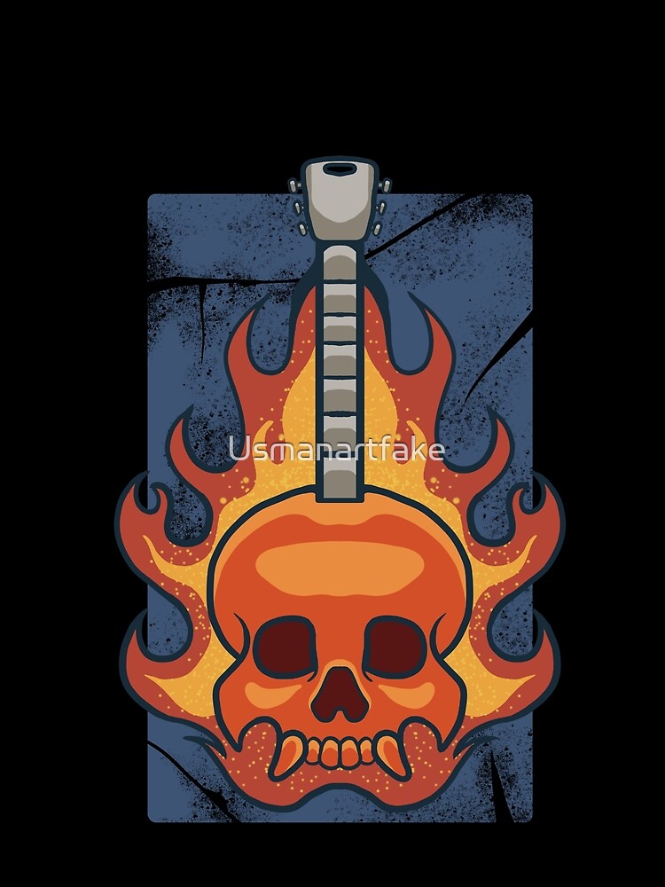 fiery skull guitar by Ushopfake