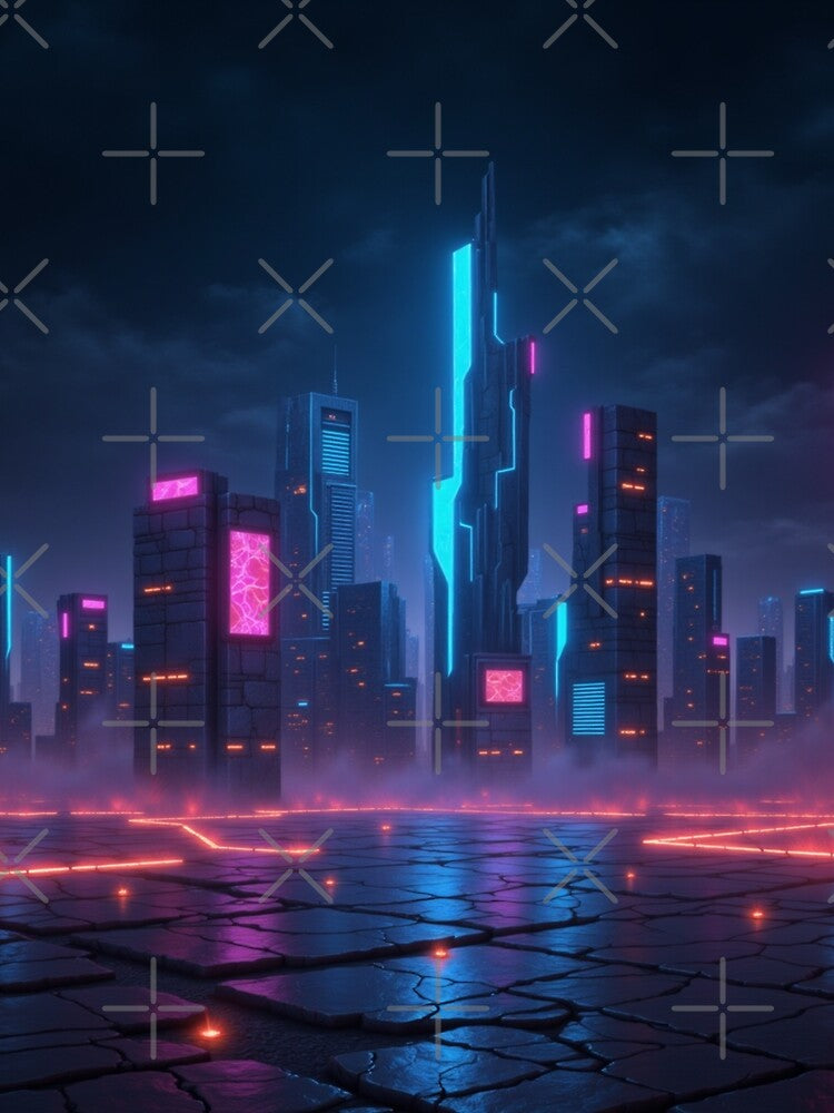 Cyberpunk Cityscape - Neon Dystopian Future Art by CosyCush