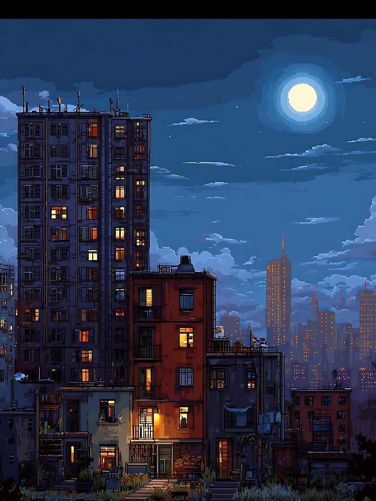 Gaming Pixelated Cityscape Aesthetic by bapupa