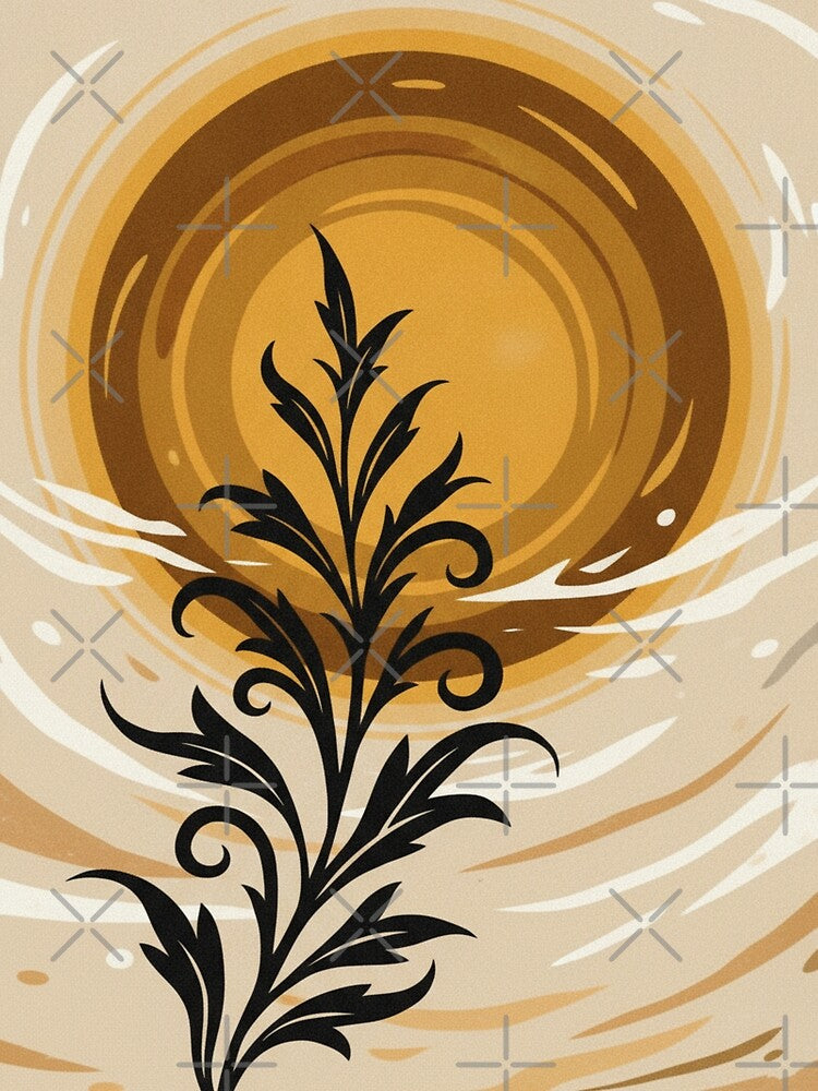 Golden Botanical Silhouette Harmony by PrintBreeze