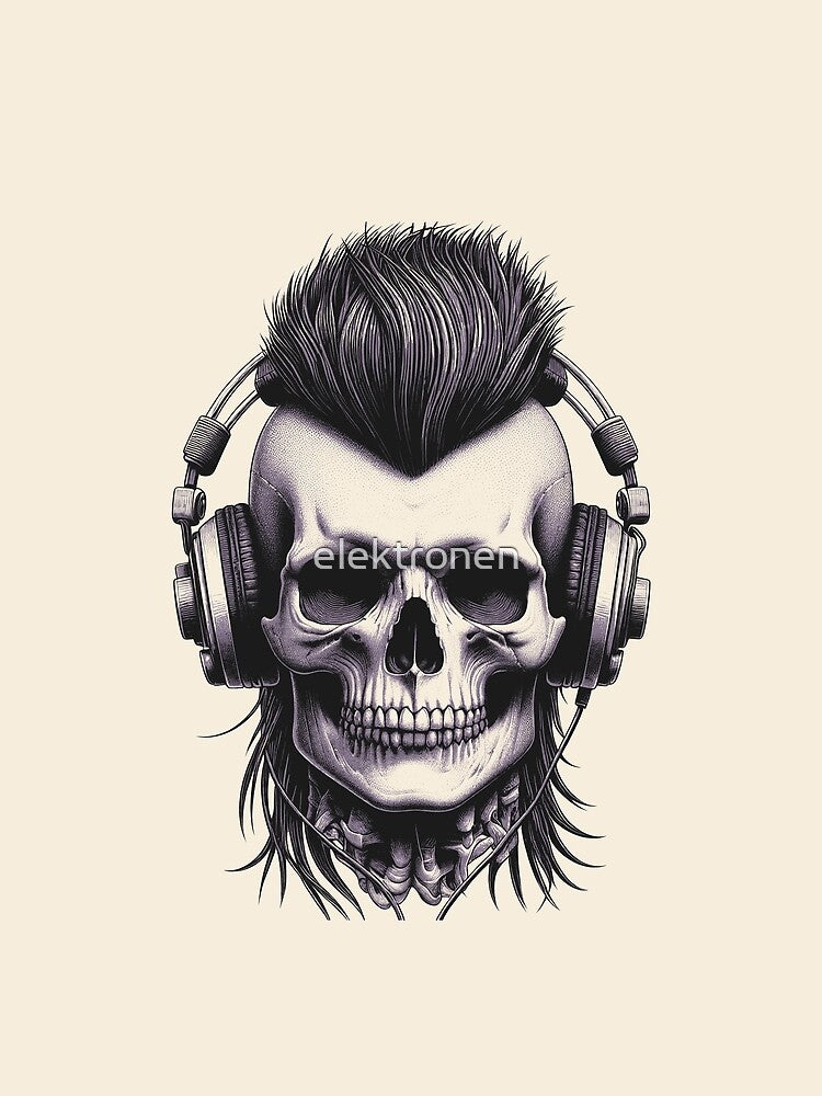 Skull wearing Headphones #26 by elektronen