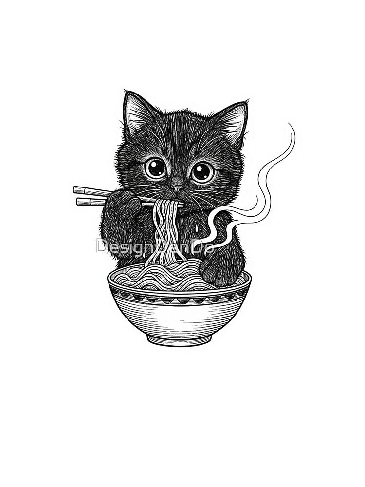 Noodle Cat Kids, Funny Ramen Kitten by DesignDenDo ⭐⭐⭐⭐⭐
