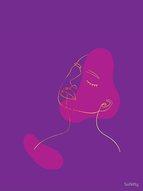 Abstract Line Art Woman | Bold Purple + Gold by SoNifty