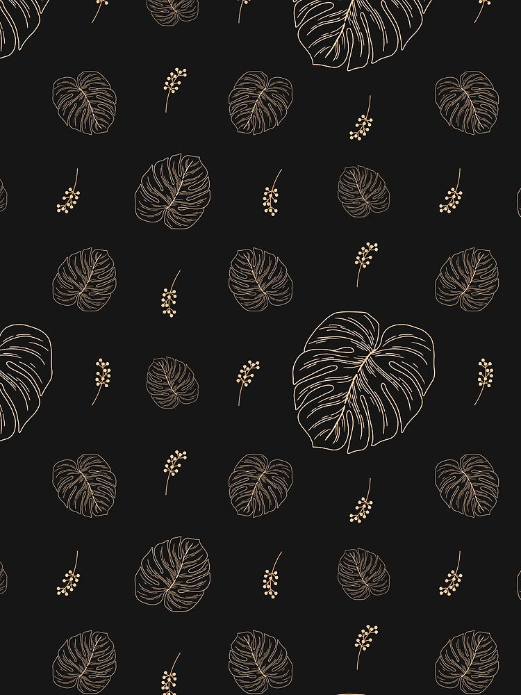 Black Beige Monstera Botanical Aesthetic Seamless Pattern Design by NadDot