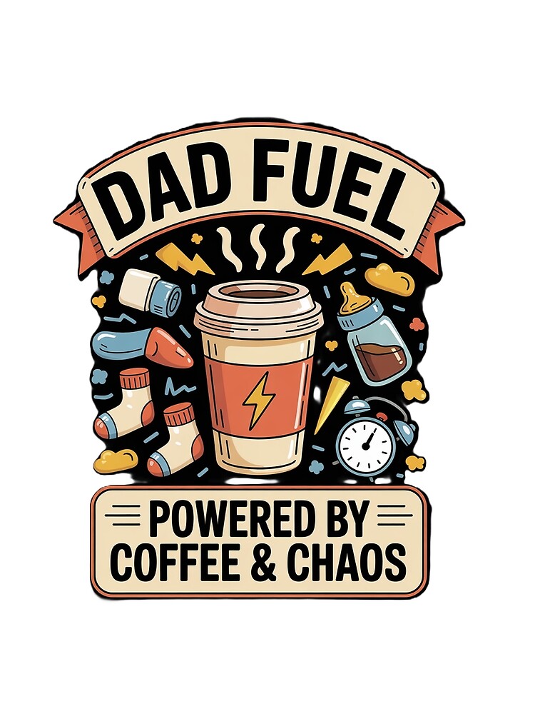 Dad Fuel Coffee Chaos Funny Quote Art by ibobo4656