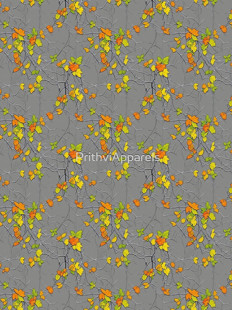 Ethereal Autumn Vines - Seamless Colorful Leaf & Vine Art Pattern by PrithviApparels