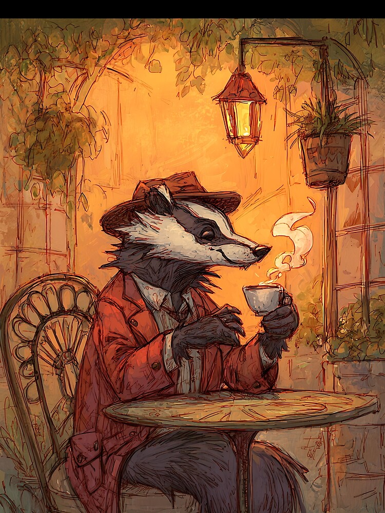 Light Academia Aesthetic: Badger's Morning Coffee by bapupa