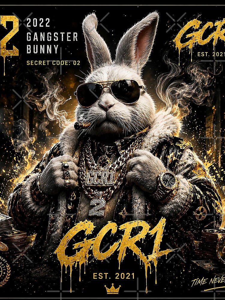 Gangster Bunny – Luxury Black Gold Streetwear Rabbit Graphic by GCR1