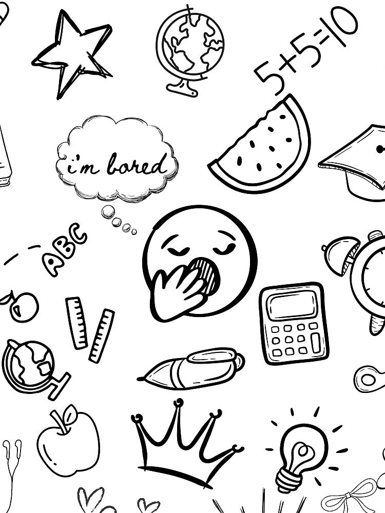 Eclectic Doodle Art Pattern — Emoji, Fruit, Music, and Study Icons by JustMerry