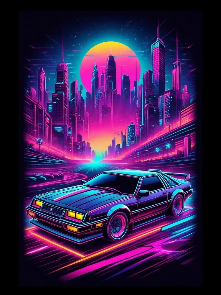80s Neon Cyberpunk Retro Car by Mehgan-Ashcroft