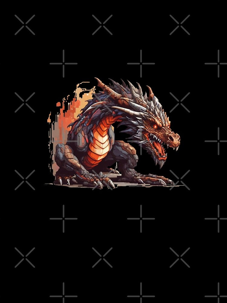 Retro Vintage Pixel Art Dragon Design by AYACHI90
