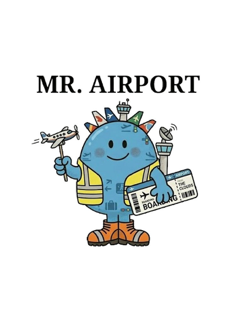Mr Airport Character Travel Vacation Holiday Airplane Plane Boarding Pass Flight by SamiraArts