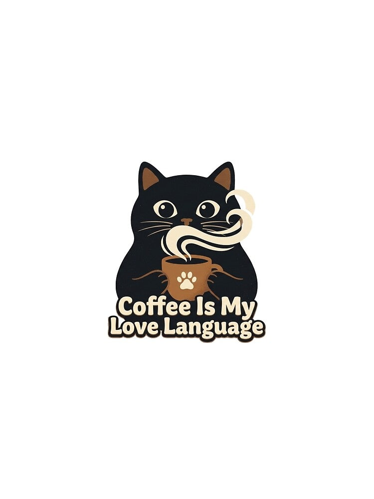 Coffee Is My Love Language Cute Black Cat by MJO80