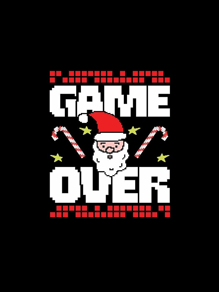 Game Over Retro Pixel Santa Christmas by PrintCrafting