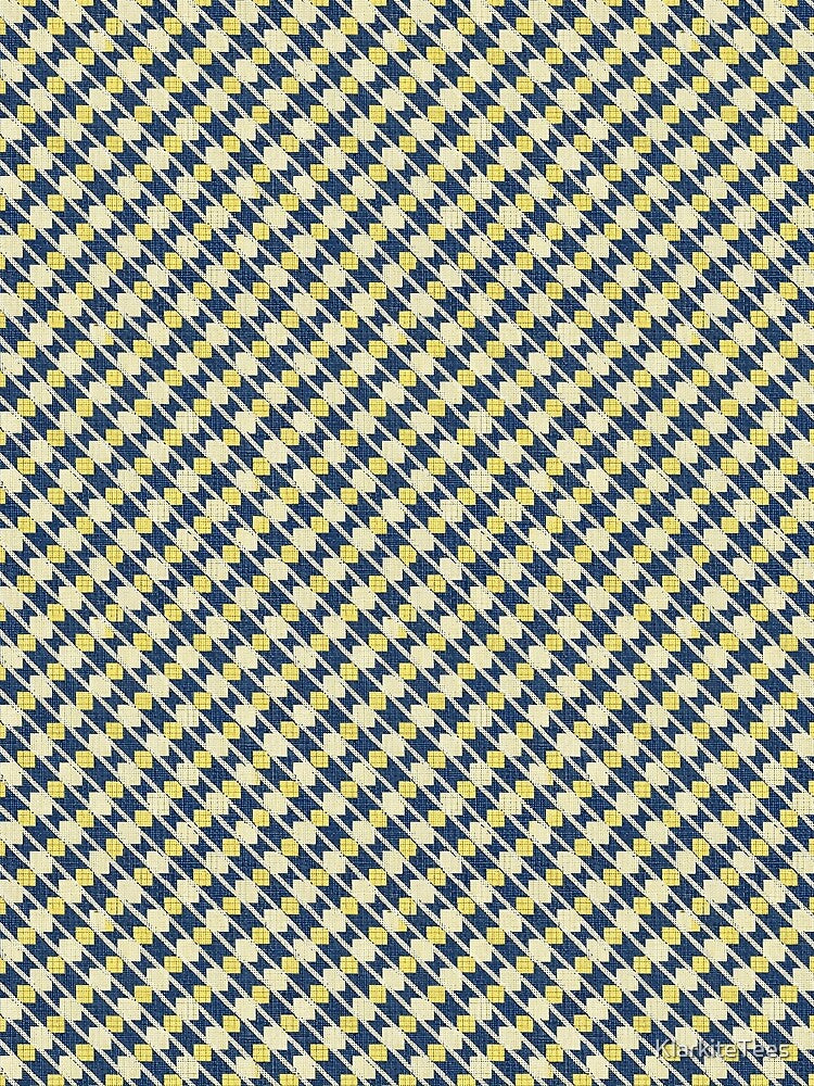Yellow Blue Plaid Houndstooth Seamless Pattern, POD Design, Textured Digital Fabric by KlarkiteTees