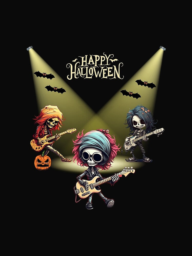 Rocking the Spooky Vibes: All-Female Skeleton Band Unleashes Vintage Horror Rock for Halloween! Skulls, Guitars, and Musical Mayhem Await by MTJ-Mushrooms