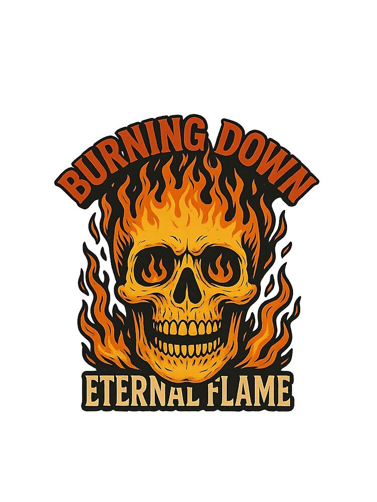 Burning Down Skull Eternal Flame – Fiery Vintage Halloween by BloomOfDesign