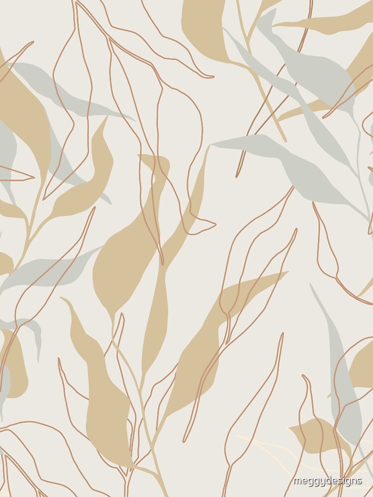 Minimalist leaf and line art pattern for Boho Home Decor by meggydesigns