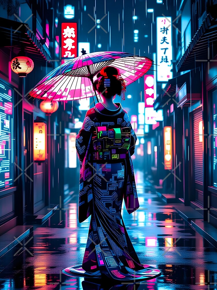 Neon Rain Geisha by Paper Punch