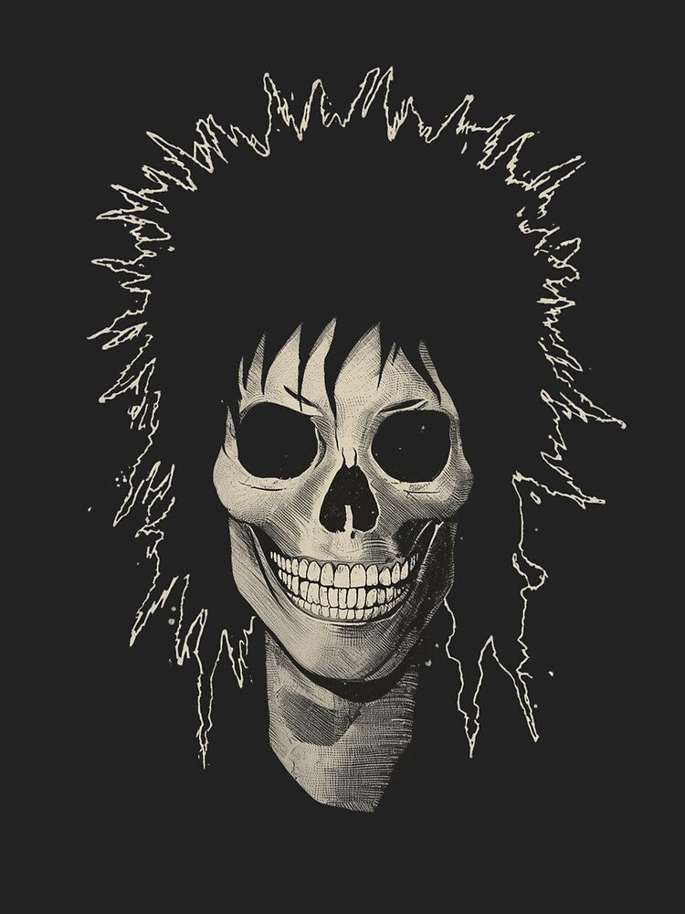 Punk Rock Skeleton Spiky Hair Gothic Skull Graphic by ERODED SELF