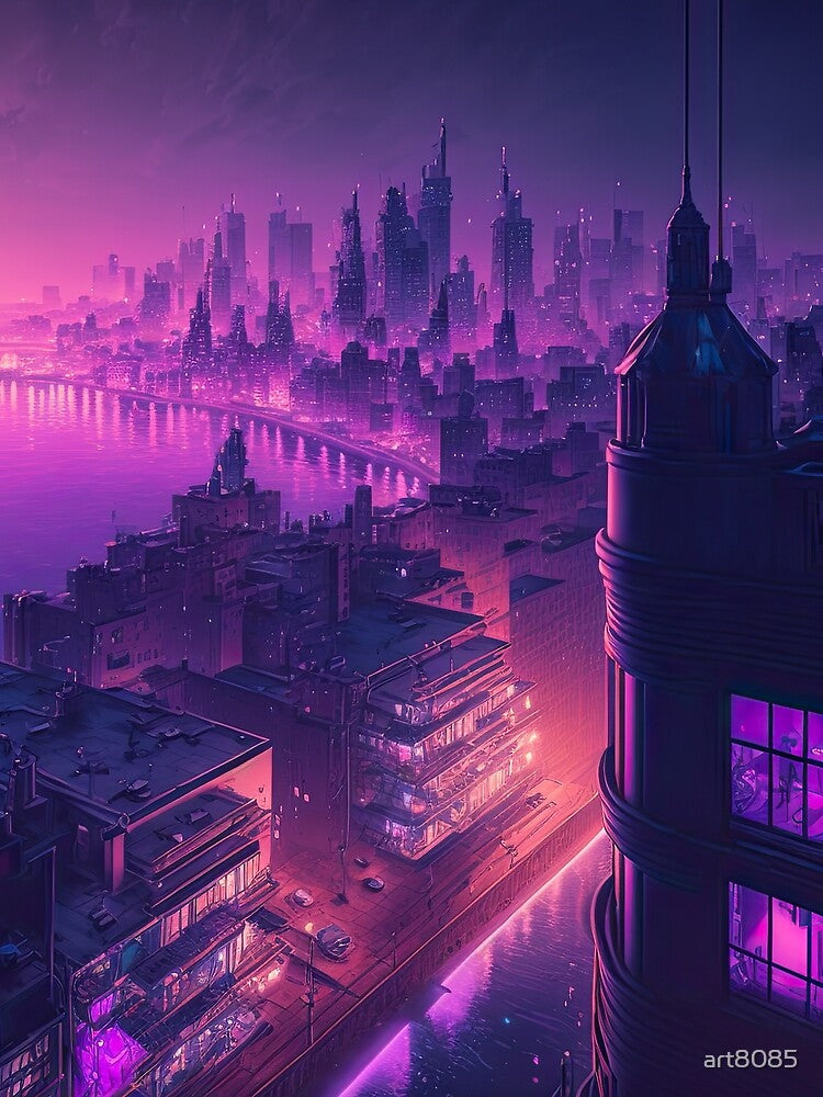 Cyberpunk City Amsterdam River view by art8085