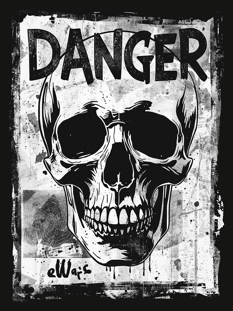 Danger Vintage Grunge Skull Punk Poster Graphic by ERODED SELF