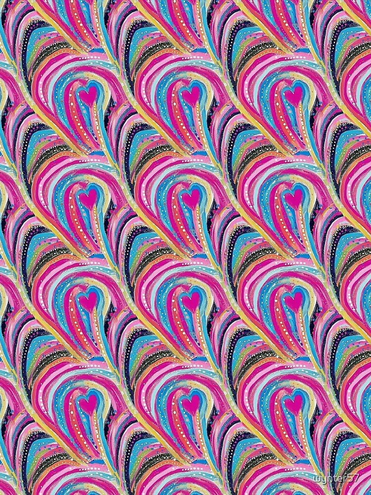 Striped Heart - Hand Painted - Colorful Pattern by wynter57