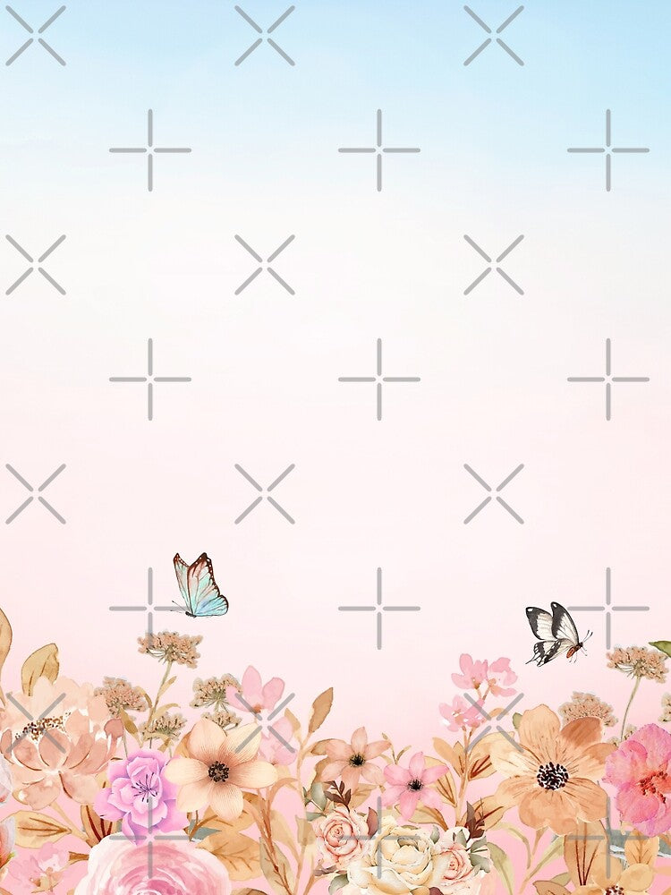 Pastel Floral Garden with Butterflies | Soft Aesthetic Nature Design by FurEverLove