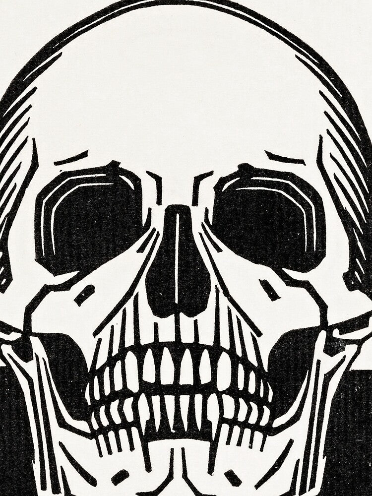 Vintage Skull Humorous Funny Black White Artwork by madeinatlantis