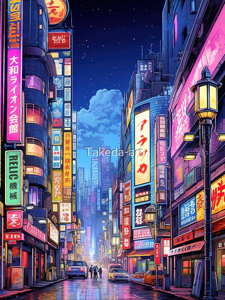 Cyberpunk Japan Street at Night by Takeda-art