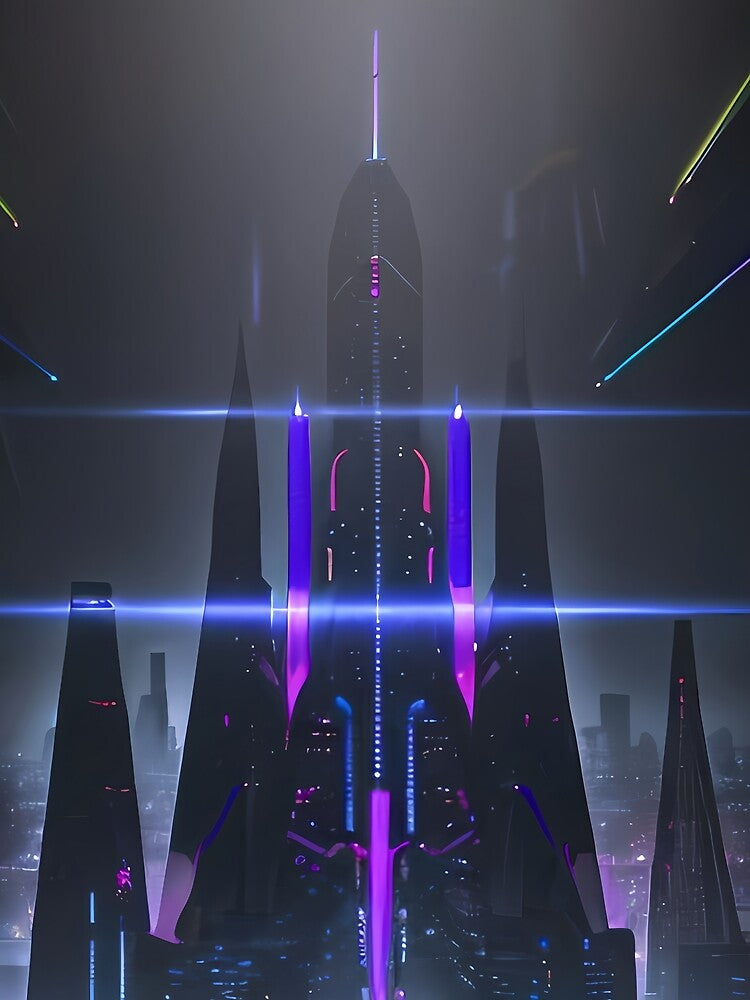 Cyberpunk Mega Tower | Futuristic Neon Sci-Fi Cityscape Artwork by ArtscapeProductions