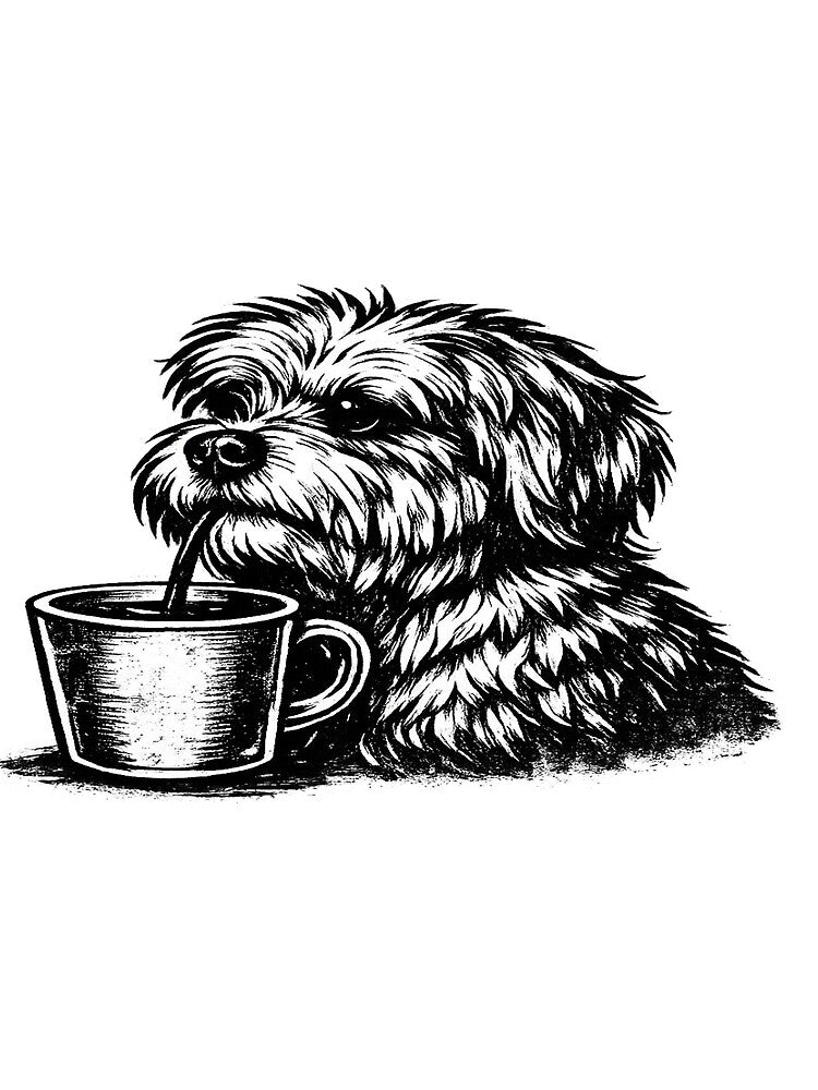 Funny Shaggy Dog Drinking Coffee Sketch by Mita986