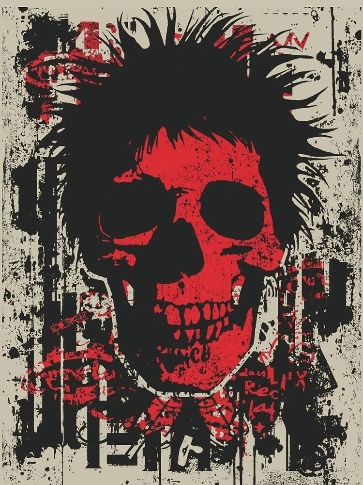 Punk Rock Skull Grunge Street Art by ERODED SELF