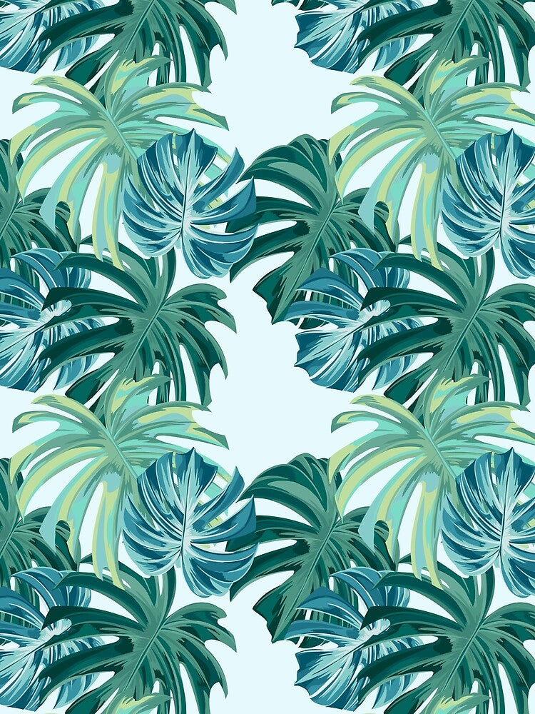 Green and Blue Tropical Leaves Pattern by Jaydee001